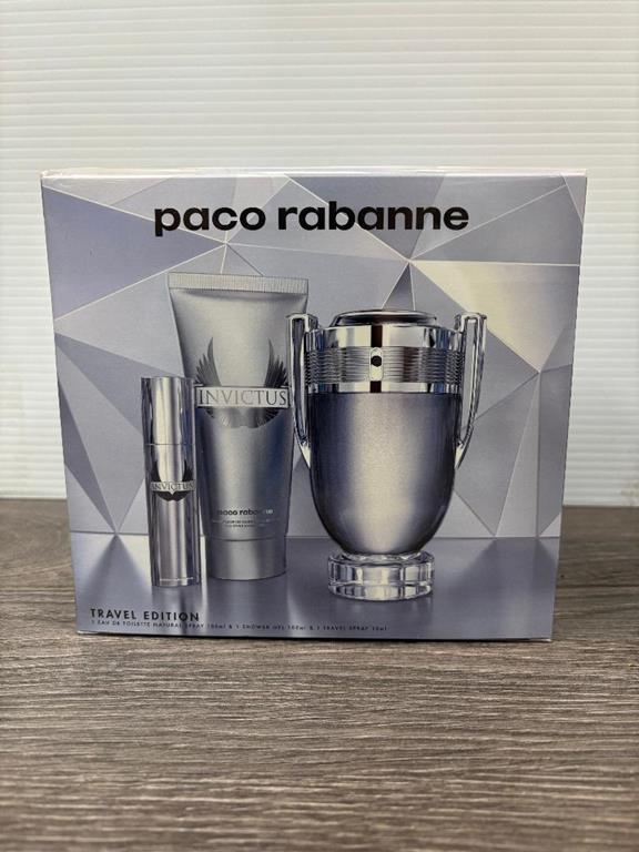 Invictus by Paco Rabanne 100ml Edt Spray 3Pcs Giftset For Men
