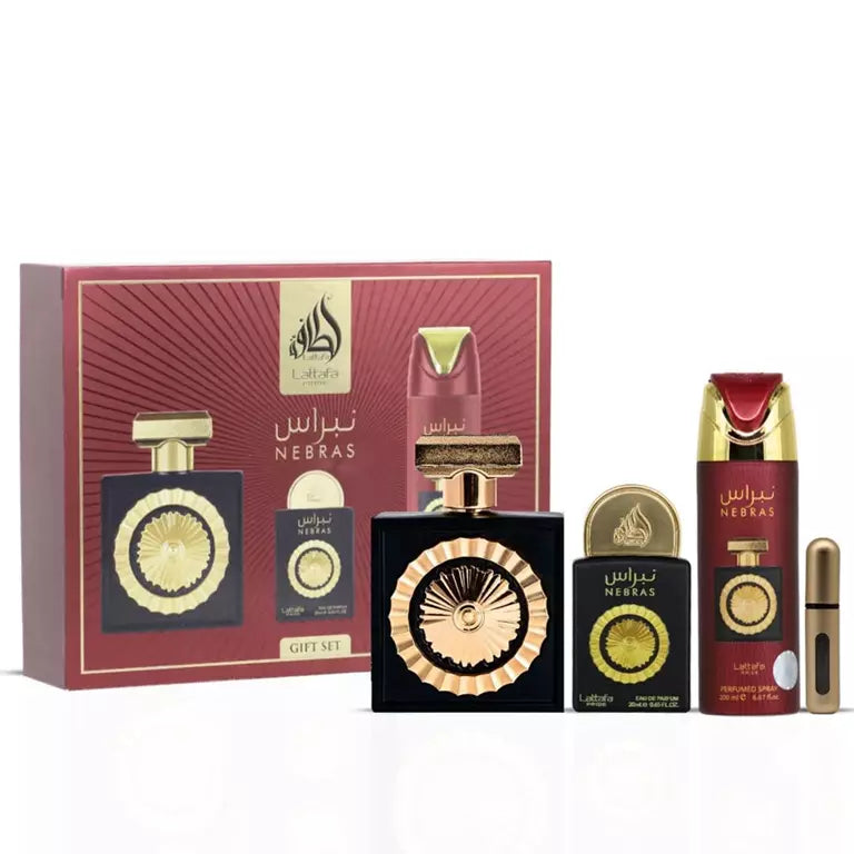 Nebras by Lattafa 100ml edp spray for women and men 4pcs giftset