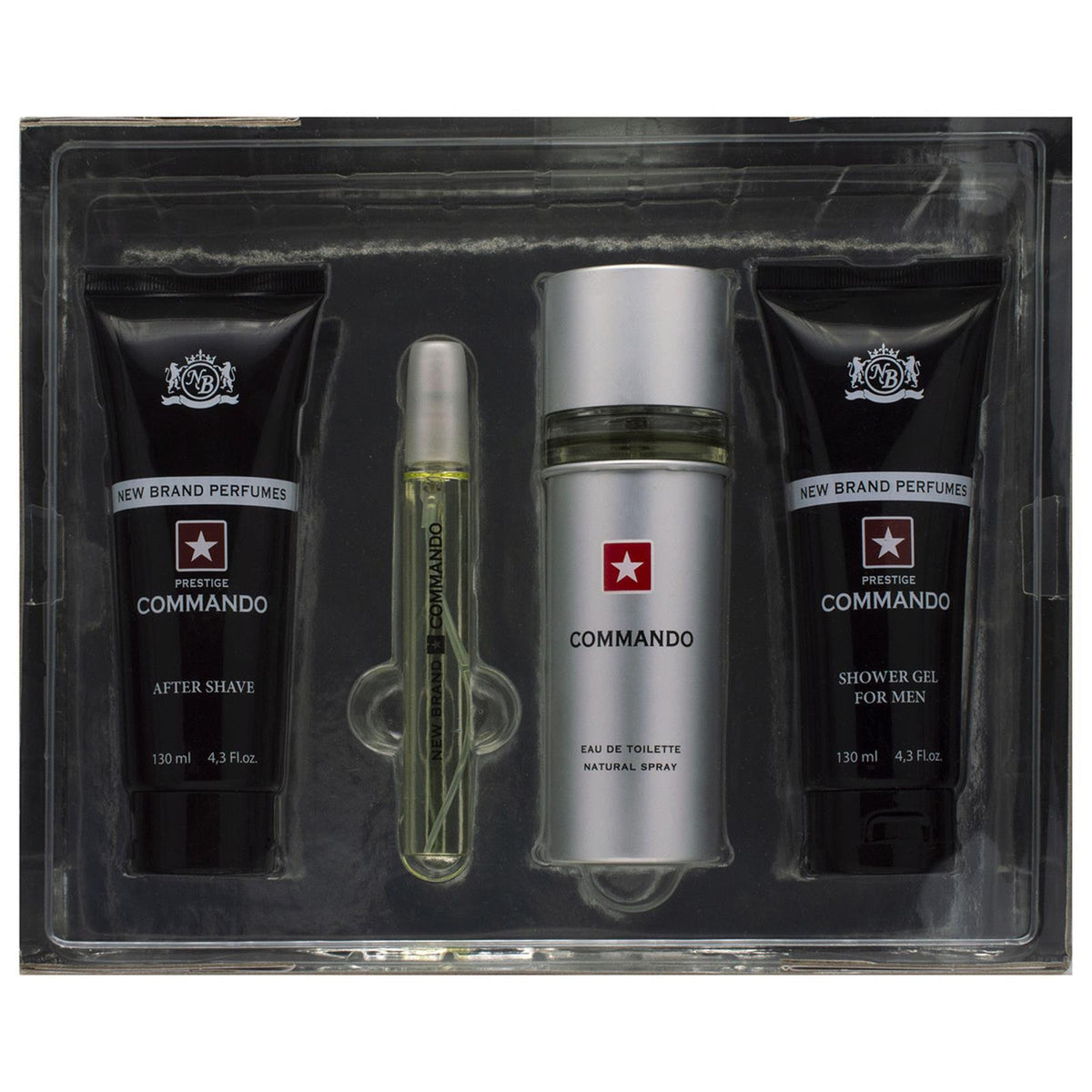 Commando By New Brand Perfumes 100ml Edt Spray 4Pcs Giftset